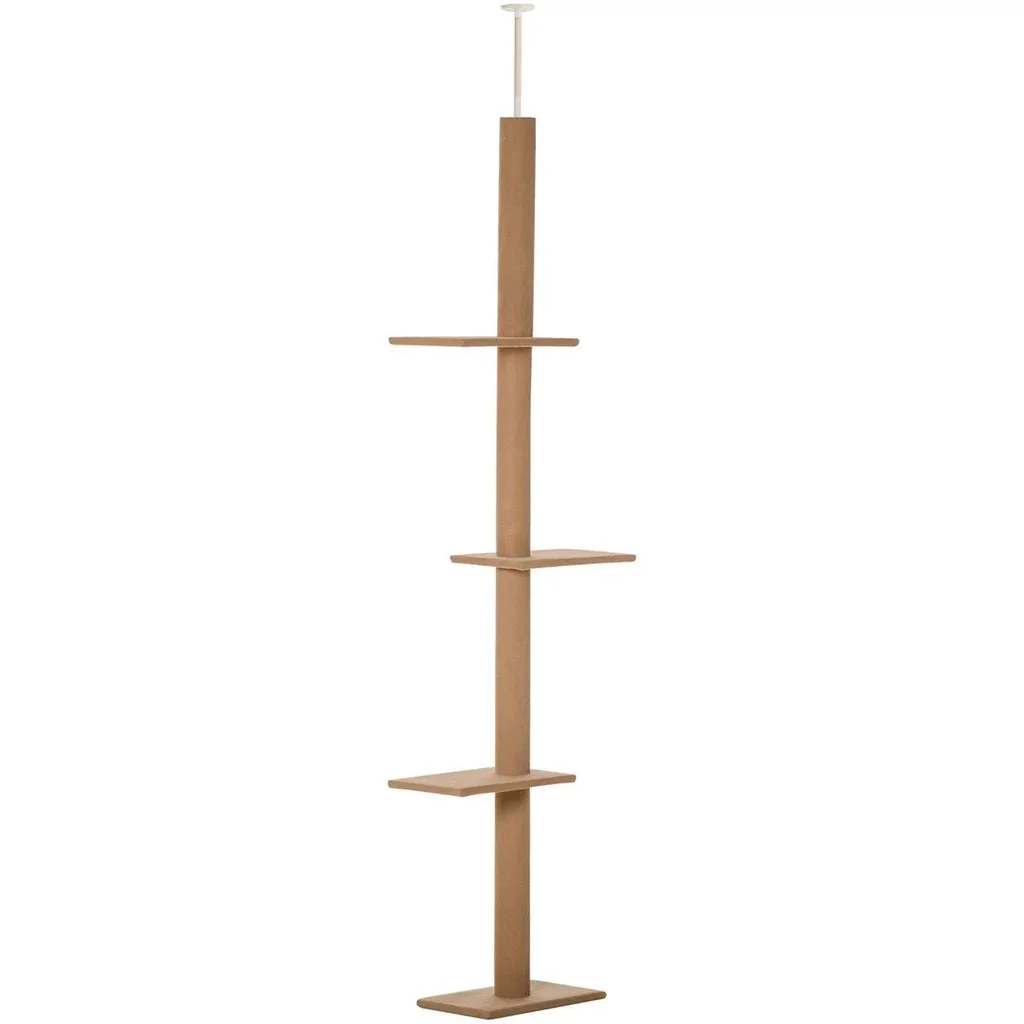 Kratzbaum Katzenbaum Kletterbaum für Katzen Höhenverstellbar Spielbaum Hellbraun 43x27x228-260 cm