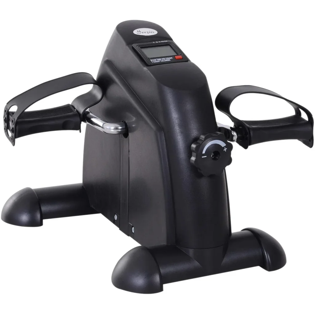 Heimtrainer Mini Bike Pedaltrainer Trainingsrad Fahrradgerät mit LCD-Display Metall Schwarz 39 x 40 x 31 cm