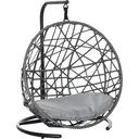 Rattan-Hängematte für Hunde, Grau+Schwarz 60 x 53 x 76 cm