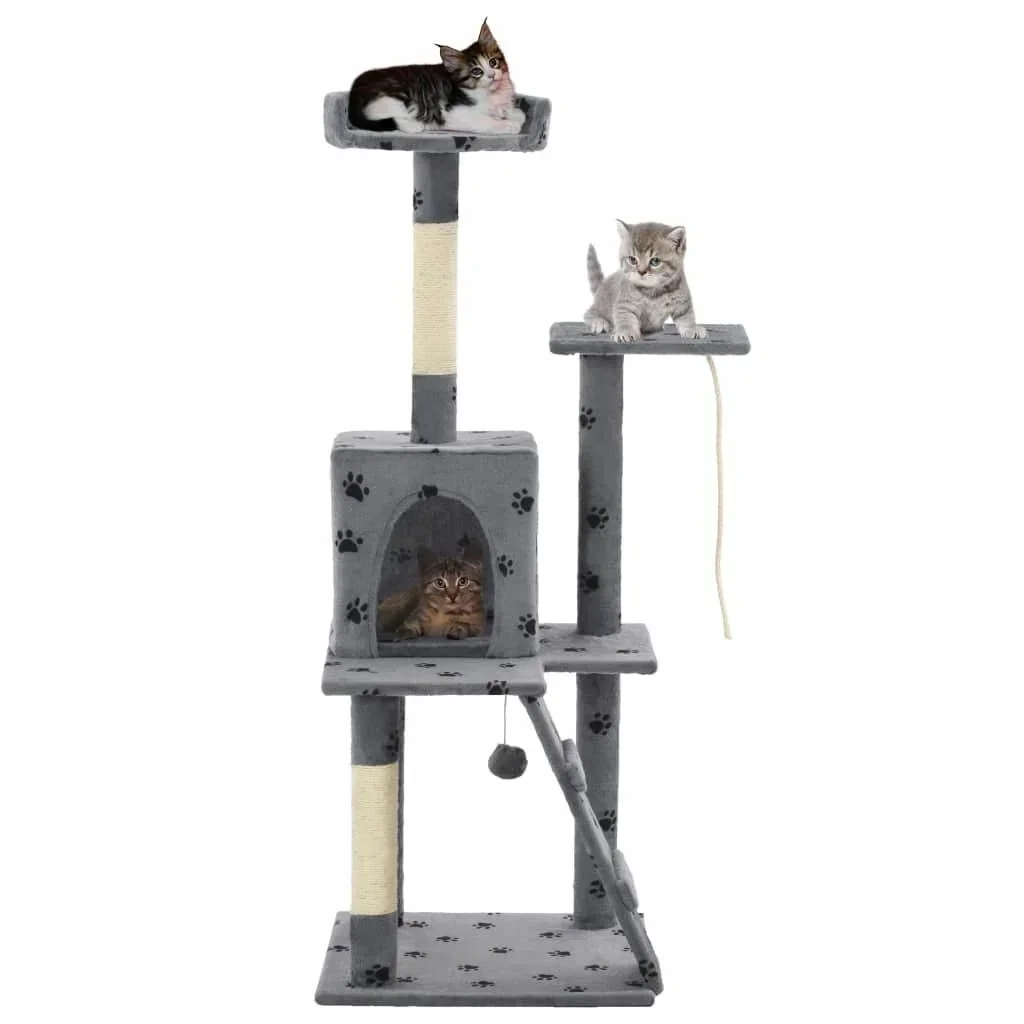 Katzenkratzbaum mit Sisalpfosten 120 cm Pfotenauflage grau