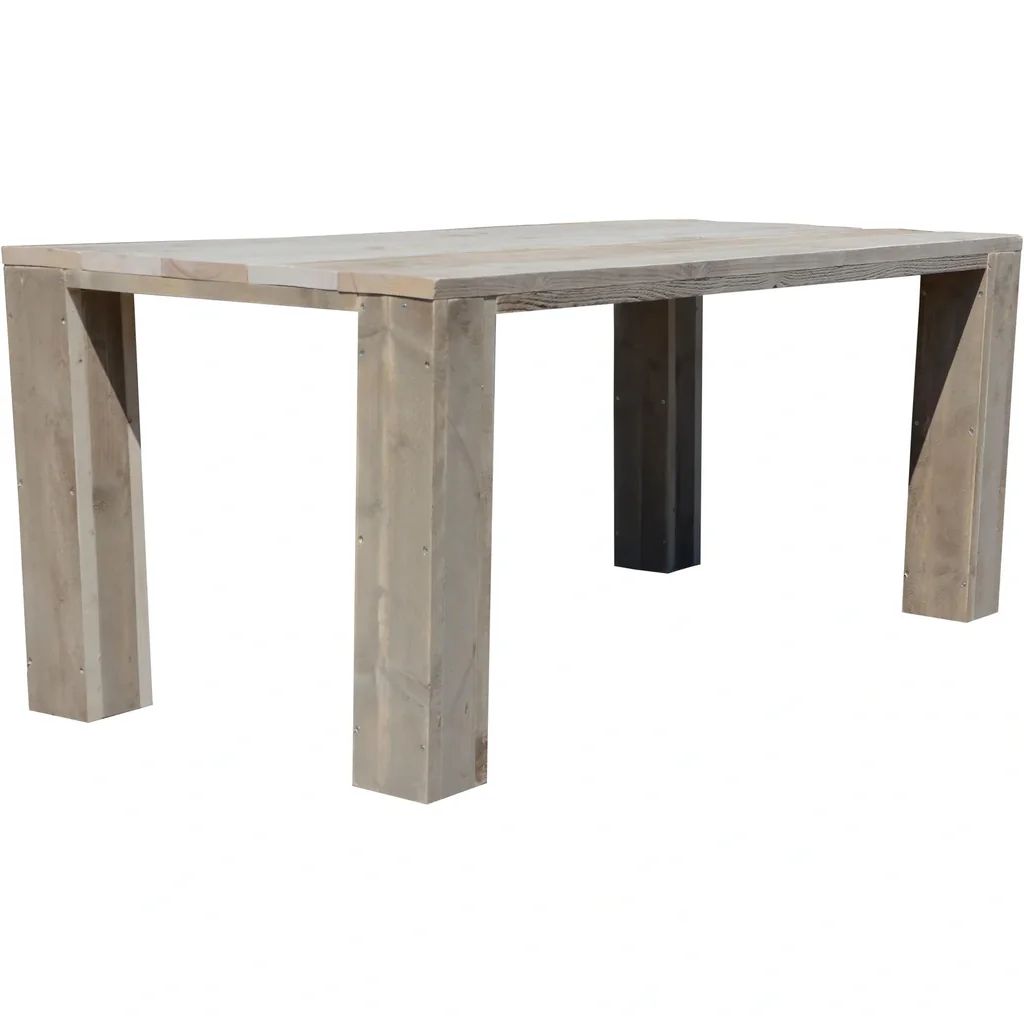 Robuster Gerüstholztisch mit breiten Blockbeinen 220/95 cm