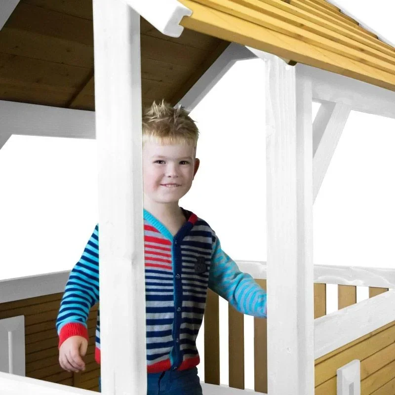 Pumba Spielturm Braun/Weiß - Blaue Rutsche