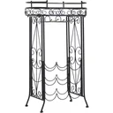 Weinregal Flaschenregal Weinschrank Weinständer für 9 Flaschen und Gläser Metall Schwarz T28,5 x B46 x H77,5 cm