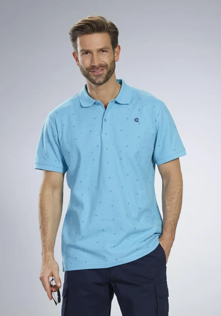 Poloshirt bedruckt, Farbe apua, Gr.M