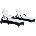 Sonnenliege Tisch 3er Set Gartenmöbel Polyrattan Schwarz