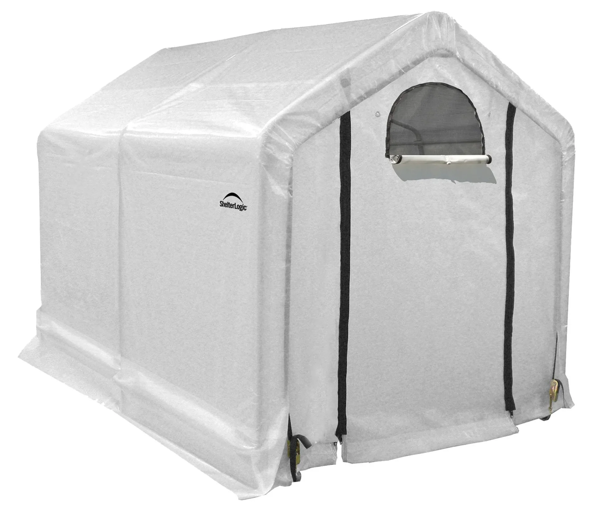 ShelterLogic Gewächshaus 4,32 m² inkl. Regal, Weiß, 185×244 cm – mit Pflanzregal & Aufrolltür, wetterfest