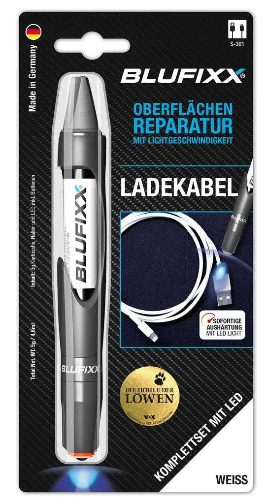 Reparaturstift 5 g CI für Kabel inklusive blauem LED-Licht, weiß