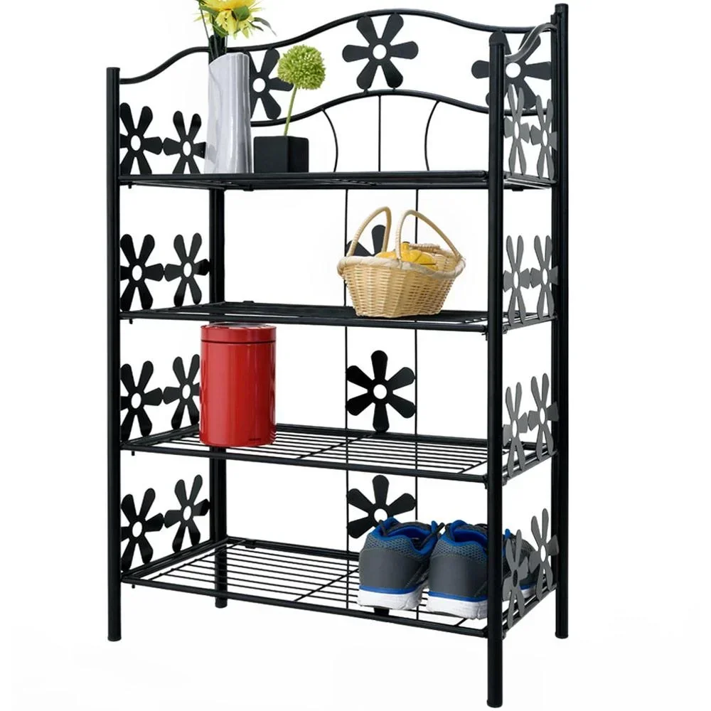 Metallregal mit dekorativem Blumenmuster (4 Regale)