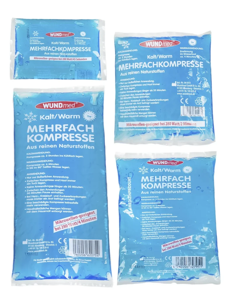 Kompressen-Set, Warm- und Kaltanwendung, 4 Stück, Blau