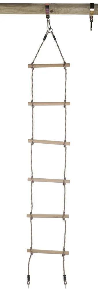 Strickleiter mit 6 Holz-Sprossen und 4 Ringen für eine Schaukel - Höhe von 2,65 m