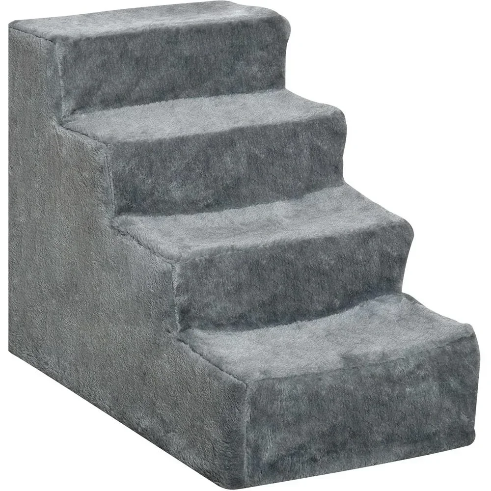Haustiertreppe mit abnehmbarem Bezug grau