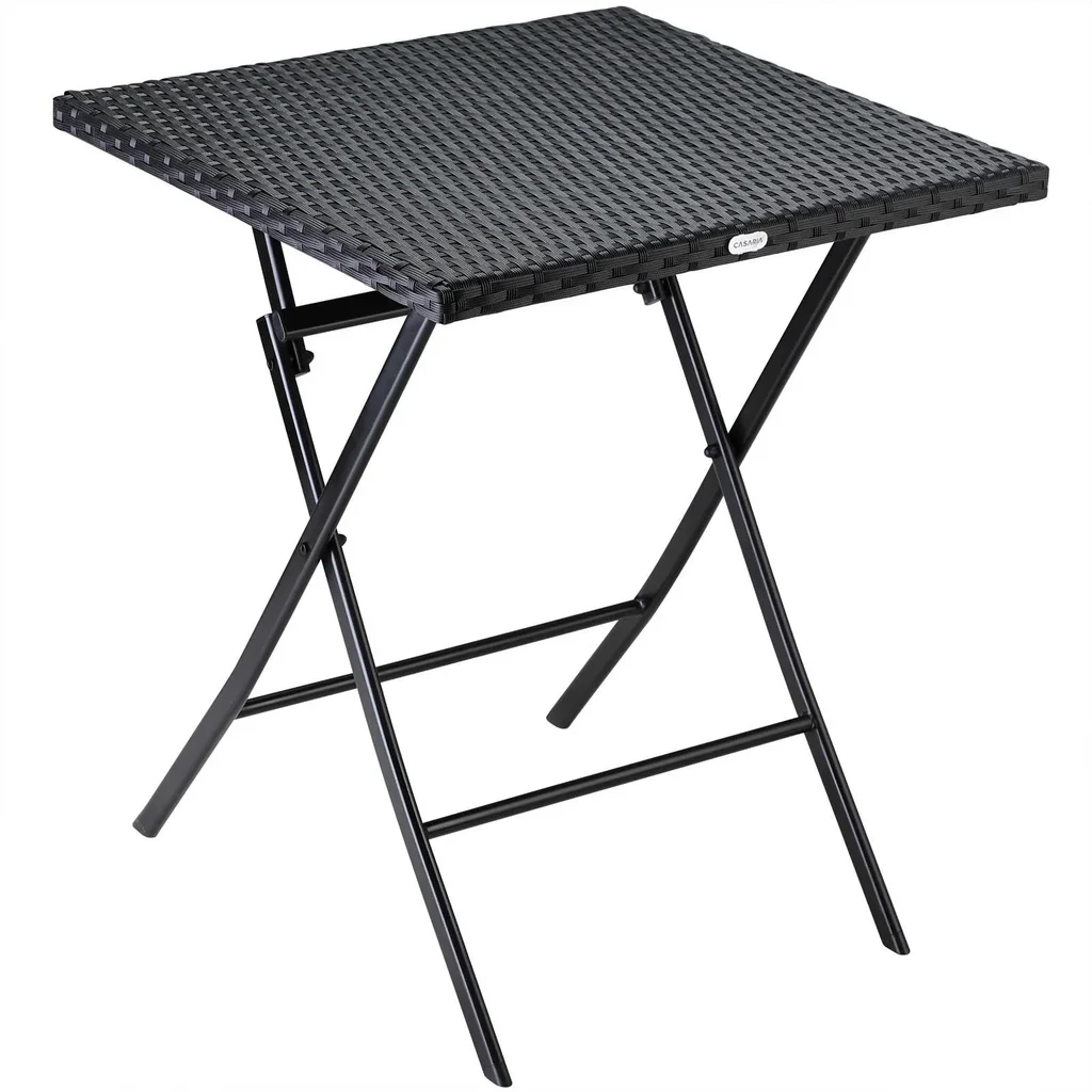 Klapptisch Polyrotan Schwarz, 63 x 63 x 73 cm