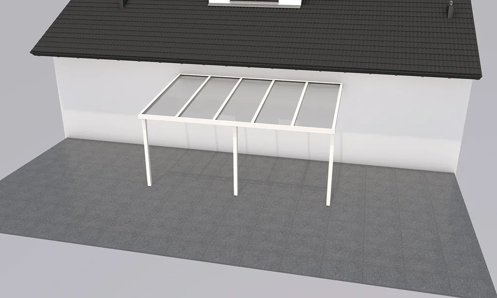 Terrassendach Premium, weiß, 5100 x 3060 mm - 10mm Verbundsicherheitsglas (VSG)
