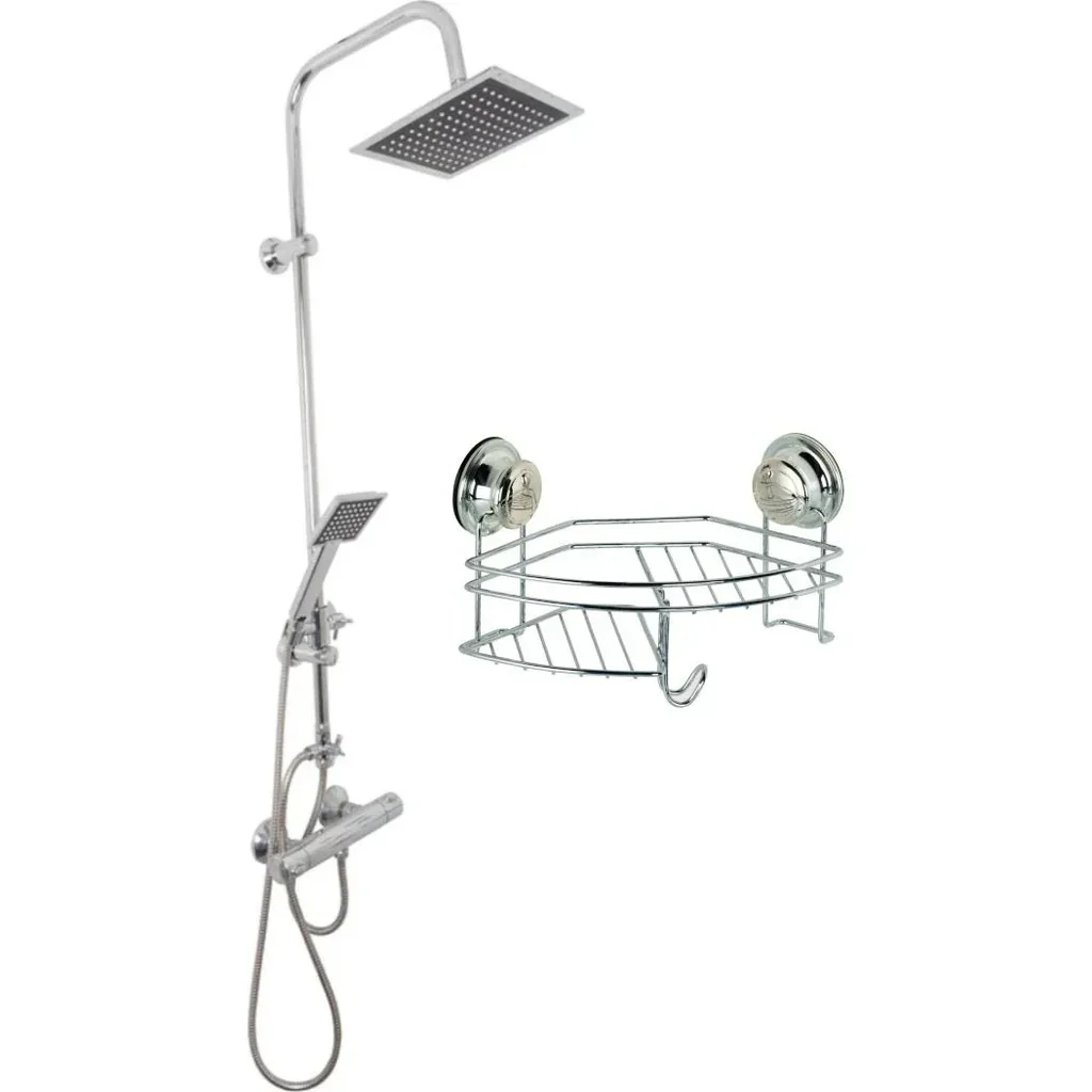 Bad & Dusche Rainshower + Handbrause (quadratisch) INKLUSIVE Duschablage