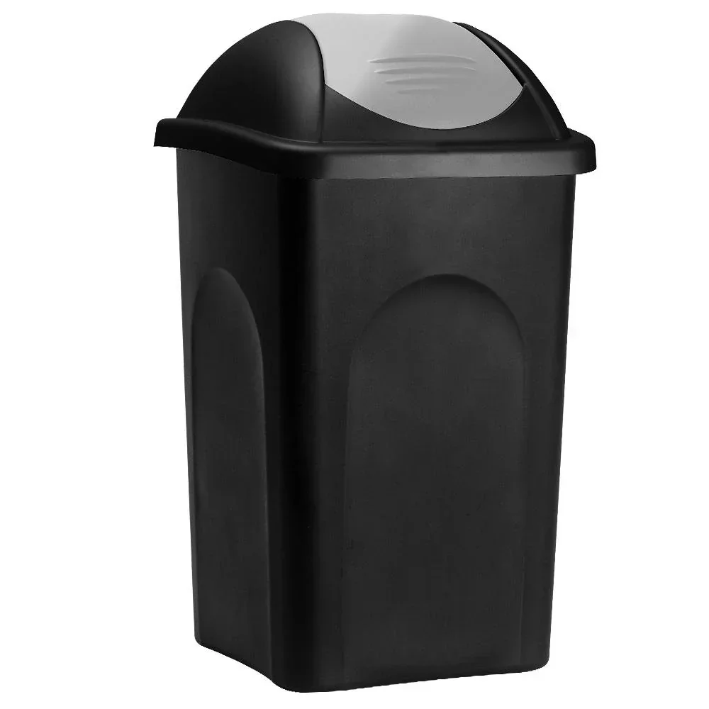 Abfallbehälter schwarz/silber 60L