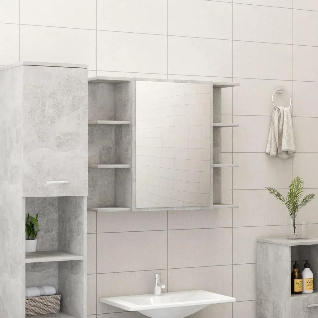 Badspiegelschrank 80x20,5x64 cm Spanplatte betongrau