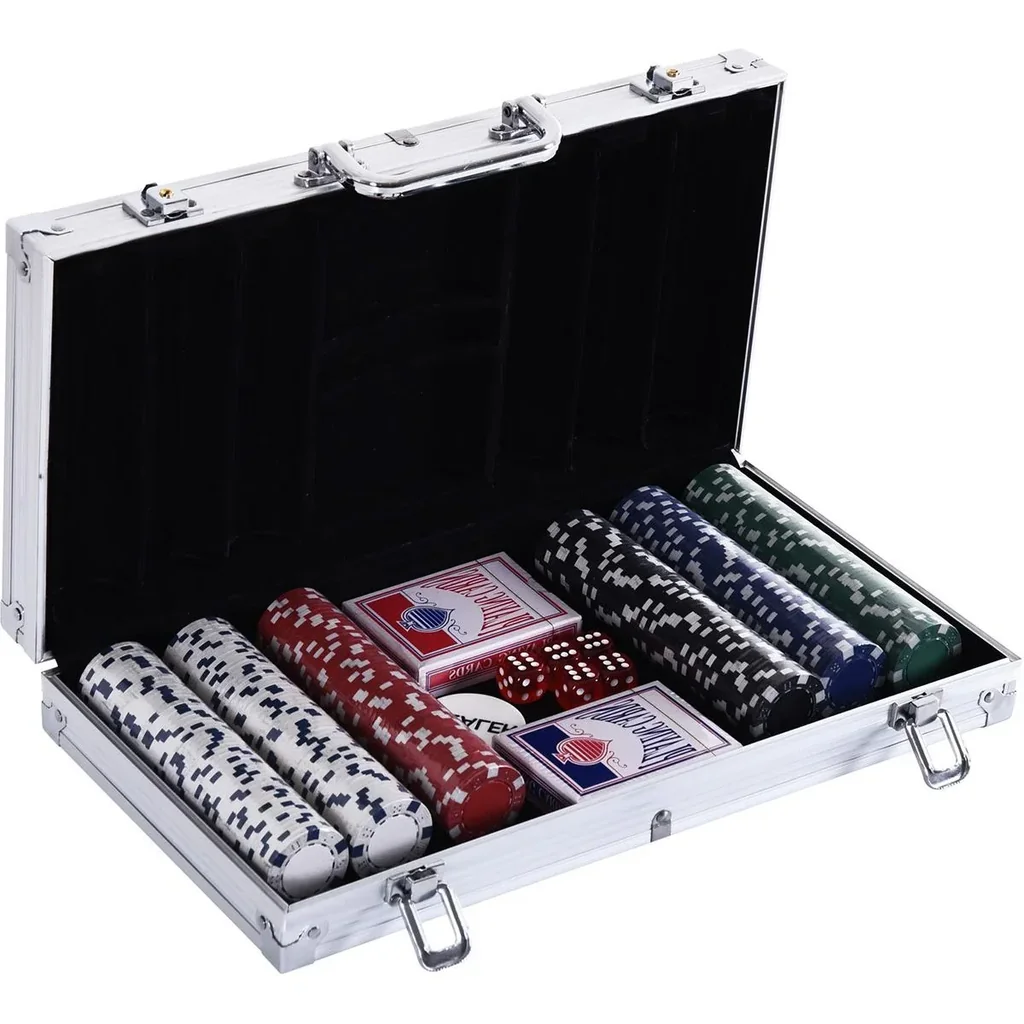 Pokerkoffer mit 300 Chips silber