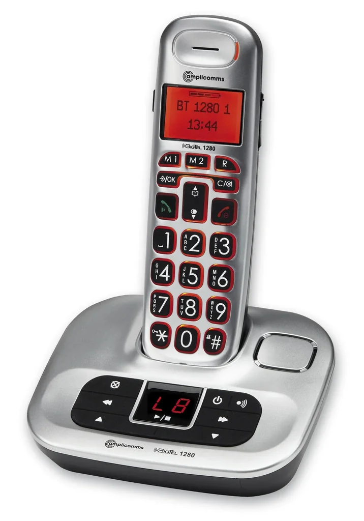 Komfort-Telefon amplicomms BigTel 1280 mit Anrufbeantworter, schnurlos