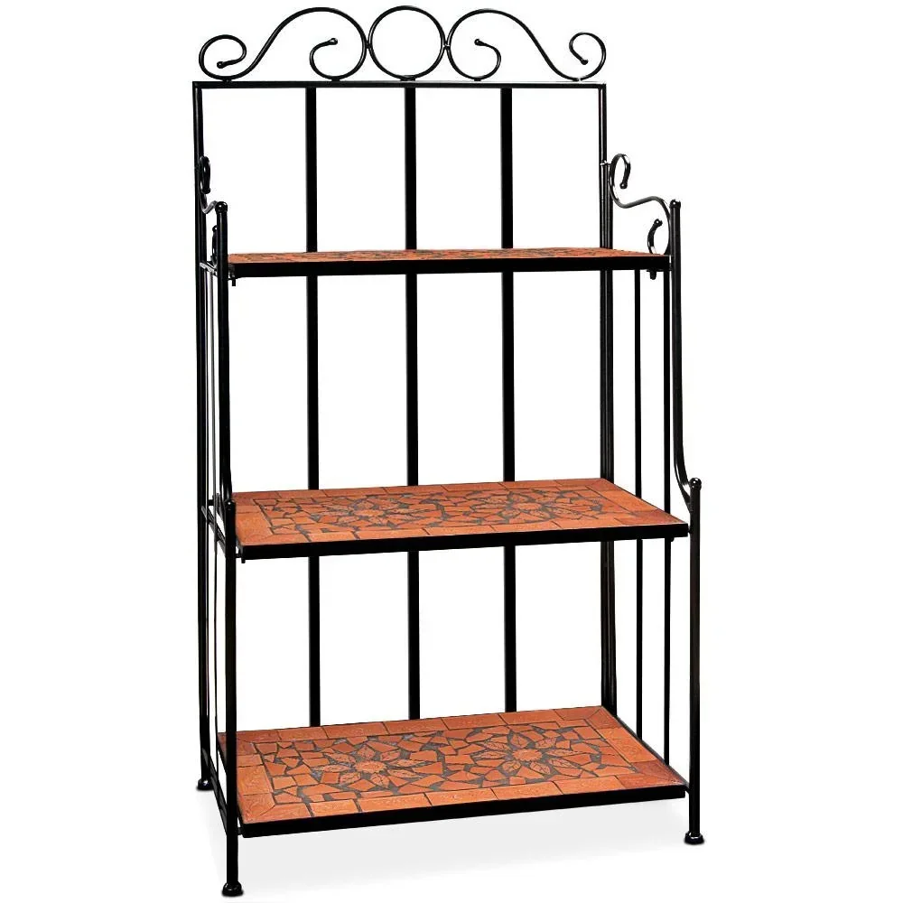 Standtafel Mosaik - 58 x 30 x 115 cm Terrakotta schwarz
