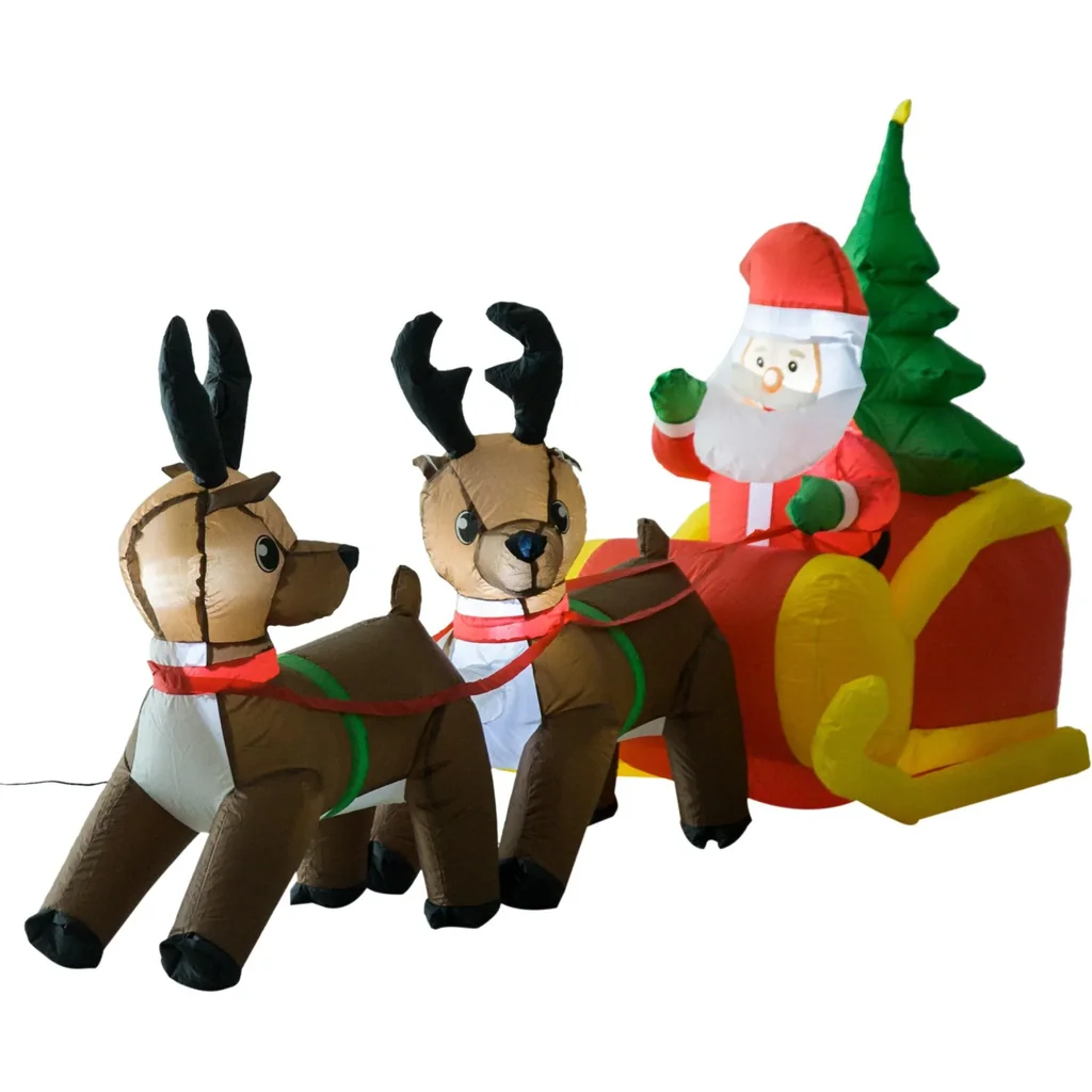 LED Rentierschlitten Weihnachtsmann aufblasbare Weihnachtsdeko