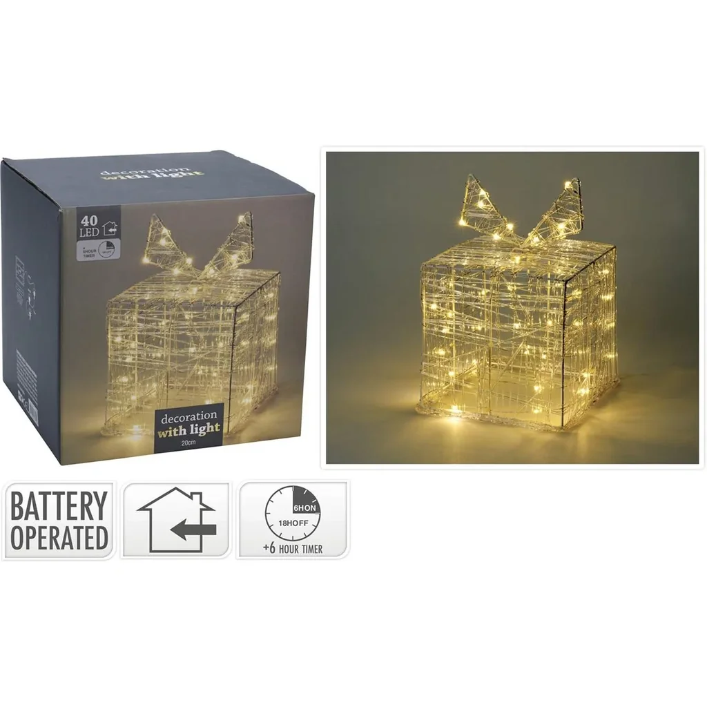 Weihnachtsbeleuchtung Geschenkbox 40 LED 20cm hoch
