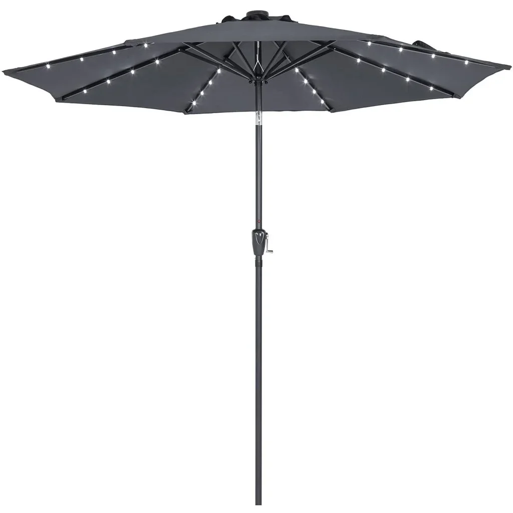 Sonnenschirm Maïmi mit LED-Beleuchtung schwenkbar anthrazit - Ø 2,7m