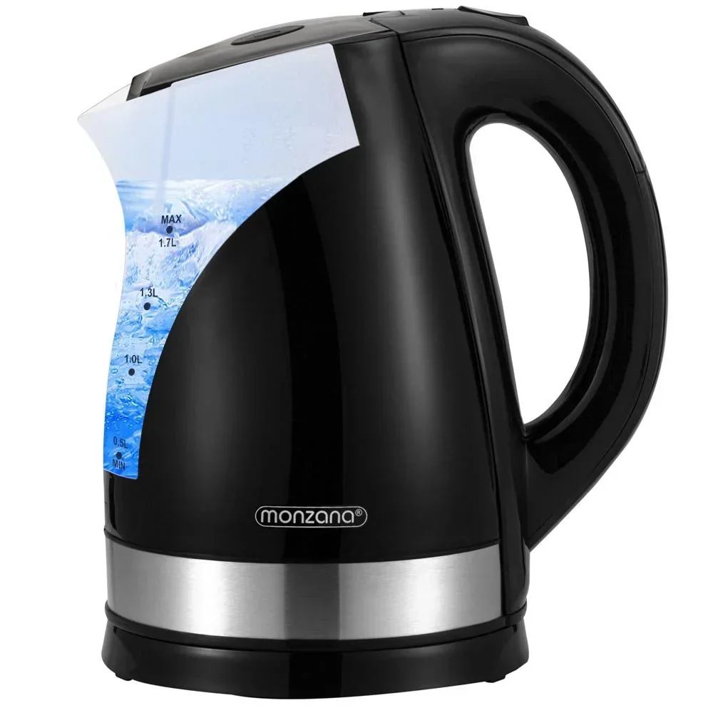 Wasserkocher Design Schwarz/Silber 1,7L