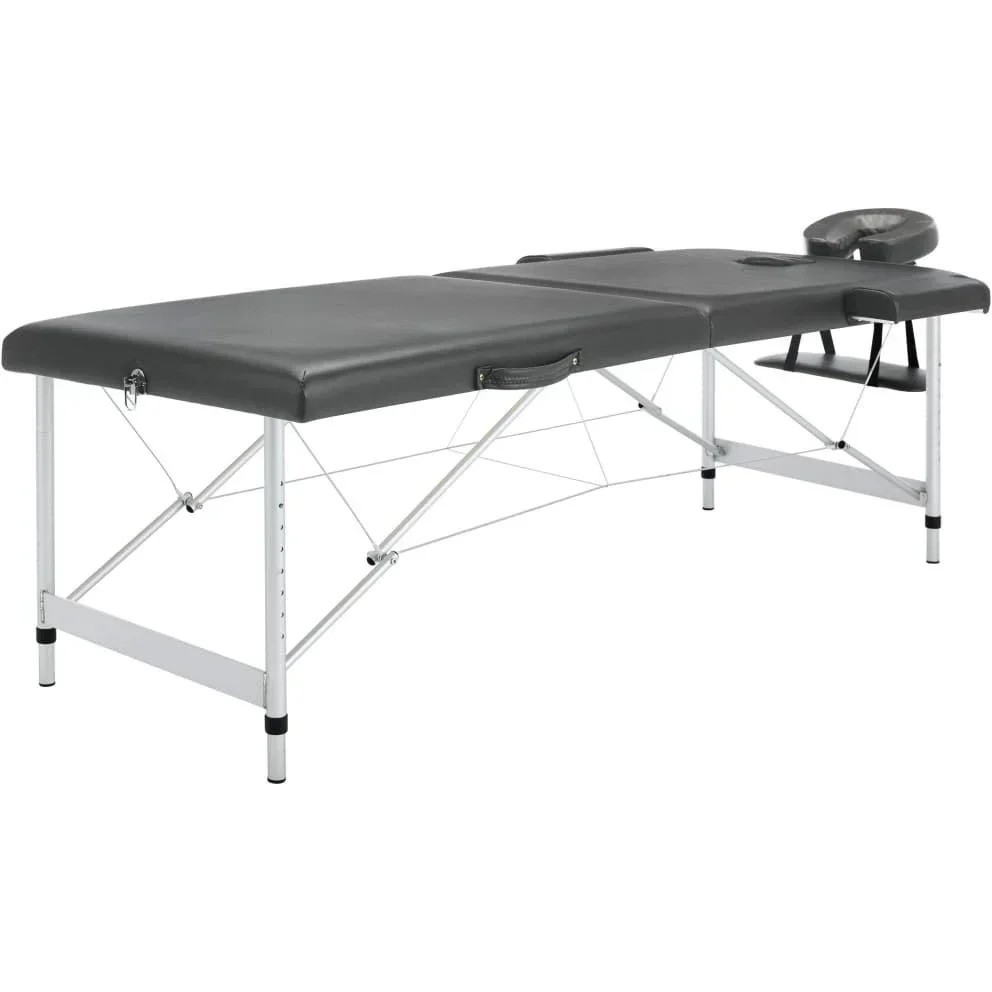 Massageliege 2 Zonen 186x68 cm Aluminiumrahmen anthrazit