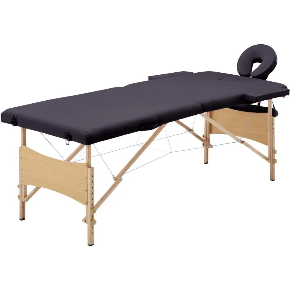 Klappbarer Massagetisch 2 Zonen Holz Wein lila