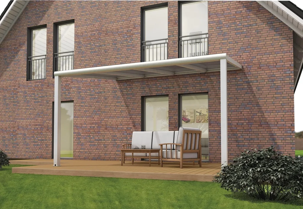 Terrassendach Pro, anthrazit, 3 x 4 m - Polycarbonat weiß gestreift
