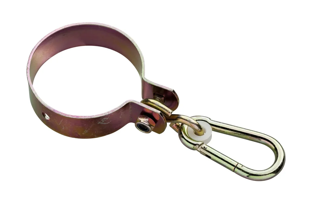 Schaukelhaken gelb-verzinkt Ø100 mm, Stärke 3 mm mit Karabiner für Rundholz
