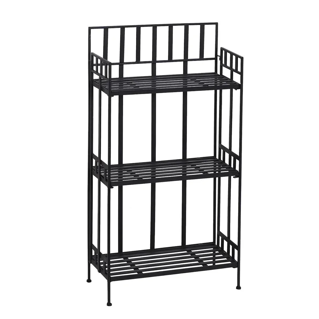 Pflanzregal Pflanzenständer Blumenregal Blumenständer Gartenregal 3 Ebenen faltbar Metall Schwarz 61 x 29,5 x 120 cm mit