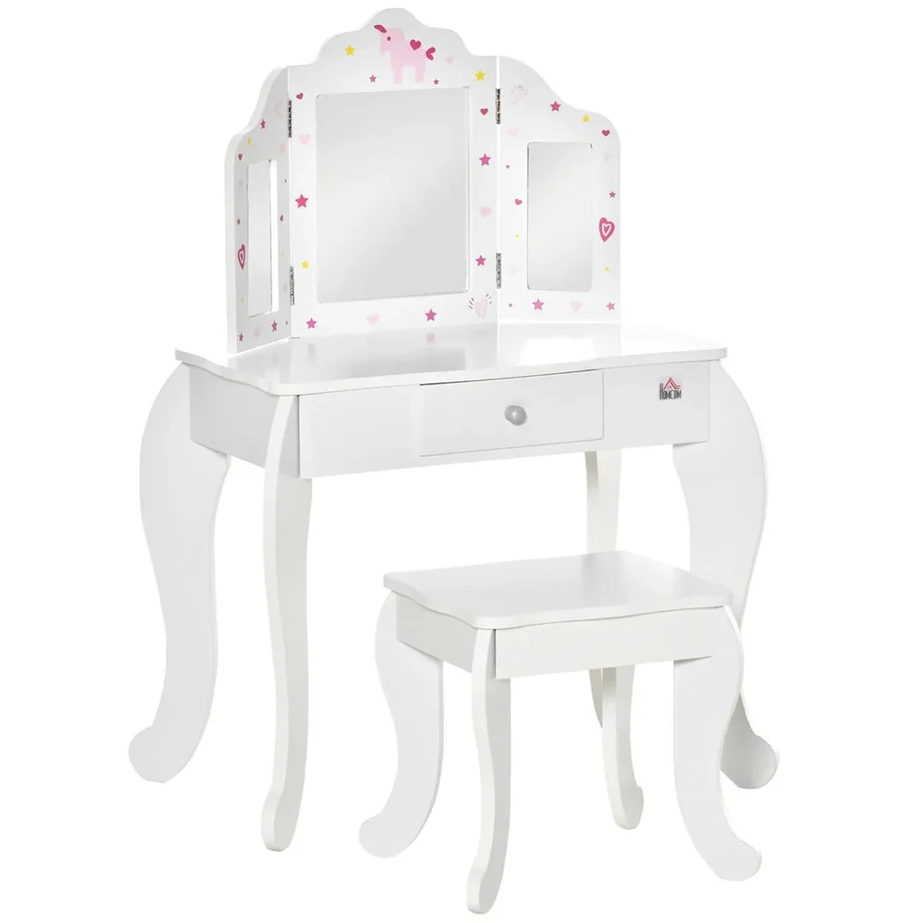 Kinderschminktisch mit Hocker 63 cm x 40 cm x 85,5 cm