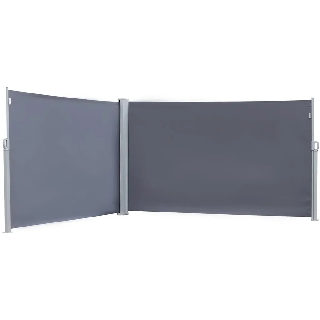 Doppelseitige Markise Seitlicher Windschutz Polyester grau L6xH1,6m