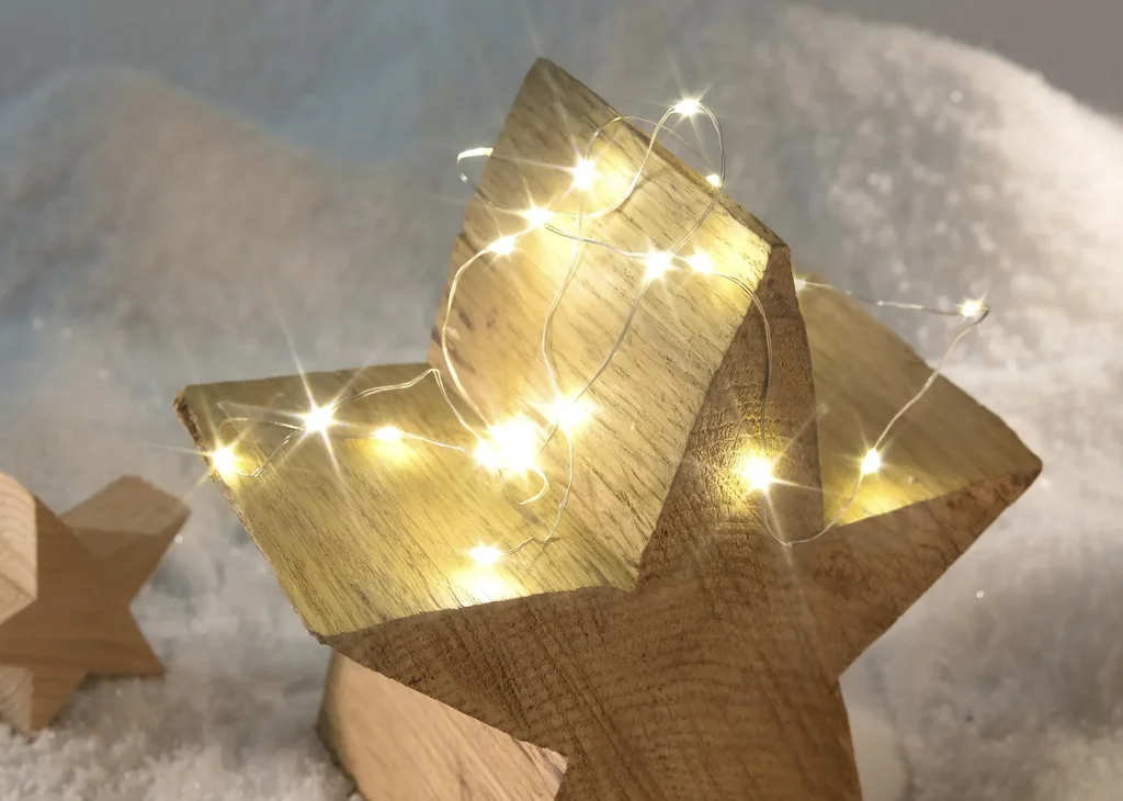 LED Silberdraht Lichterkette mit 20 warmweißen LEDs
