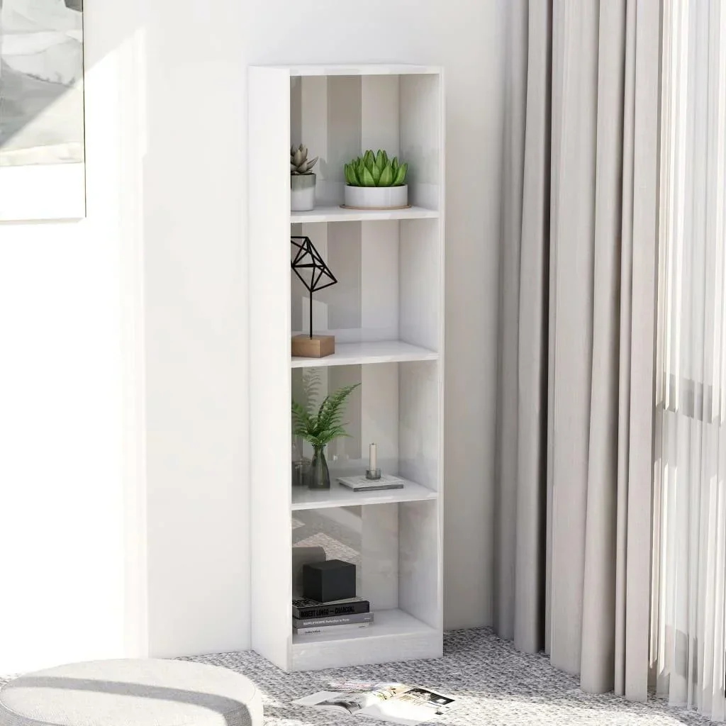 Bücherregal mit 4 Fachböden 40x24x142 cm Spanplatte Hochglanz weiß