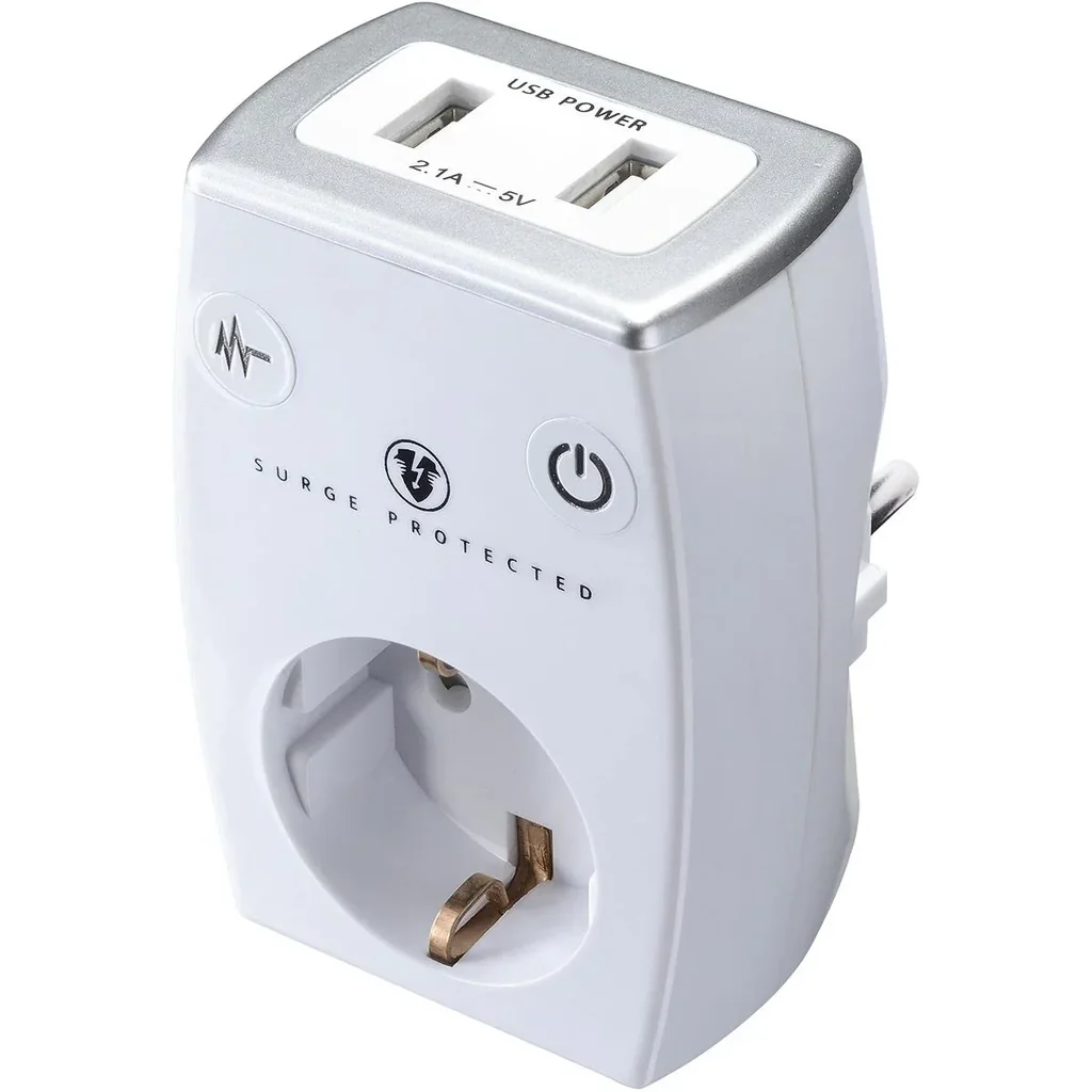 Steckdosen-Ladeadapter mit 2 USB-Anschlüssen, weiß
