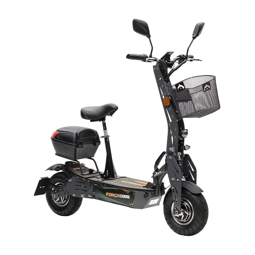 E-Roller "Evoking" Duo Safety Plus 45 km/h inklusive Blinkanlage, Gepäck-Case und Lithium-Akku schwarz
