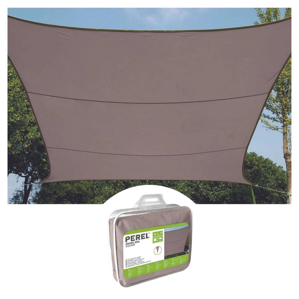 SONNENSEGEL - VIERECK - 5 x 5 m - BRAUNGRAU