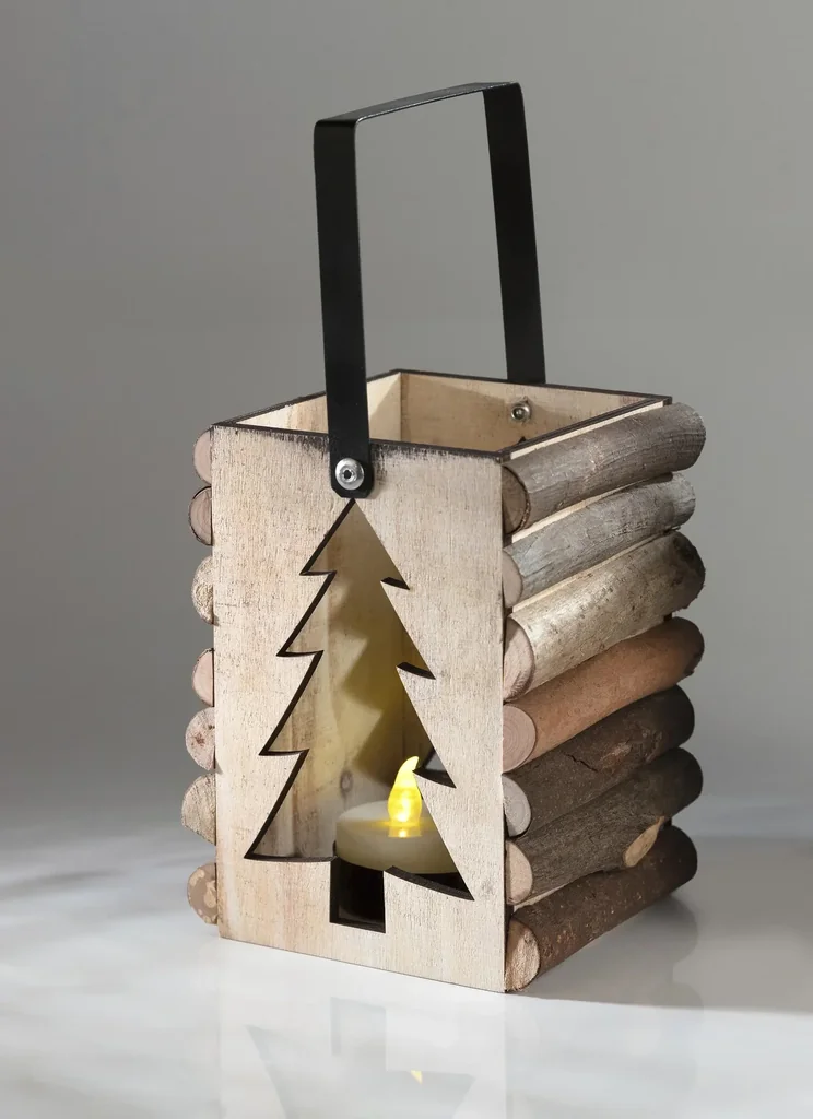 LED Holzleuchter Tannenbaum