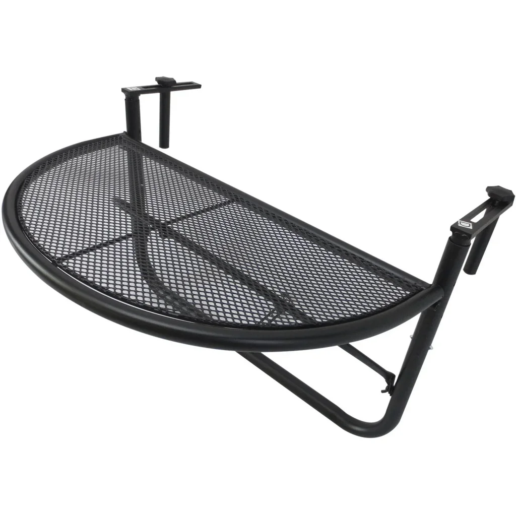 Balkonhängetisch Hängetisch höhenverstellbar halbrund Ø30 cm Terrasse Metall Schwarz L60 x B45 x H50 cm