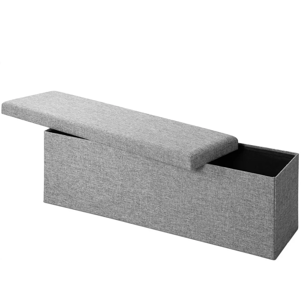 Sitzbank mit Stauraum - Grau 115x38x38cm klappbar