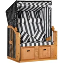 Strandkorb Doppelte Sonnenliege mit Dach Doppelliege mit Getränkehaltern Chaiselongue 5-stufige Rückenlehne PE-Rattan Gr