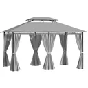 Gartenpavillon - Doppeldach - Dunkelgrau - 3 x 4 x 2,65 m