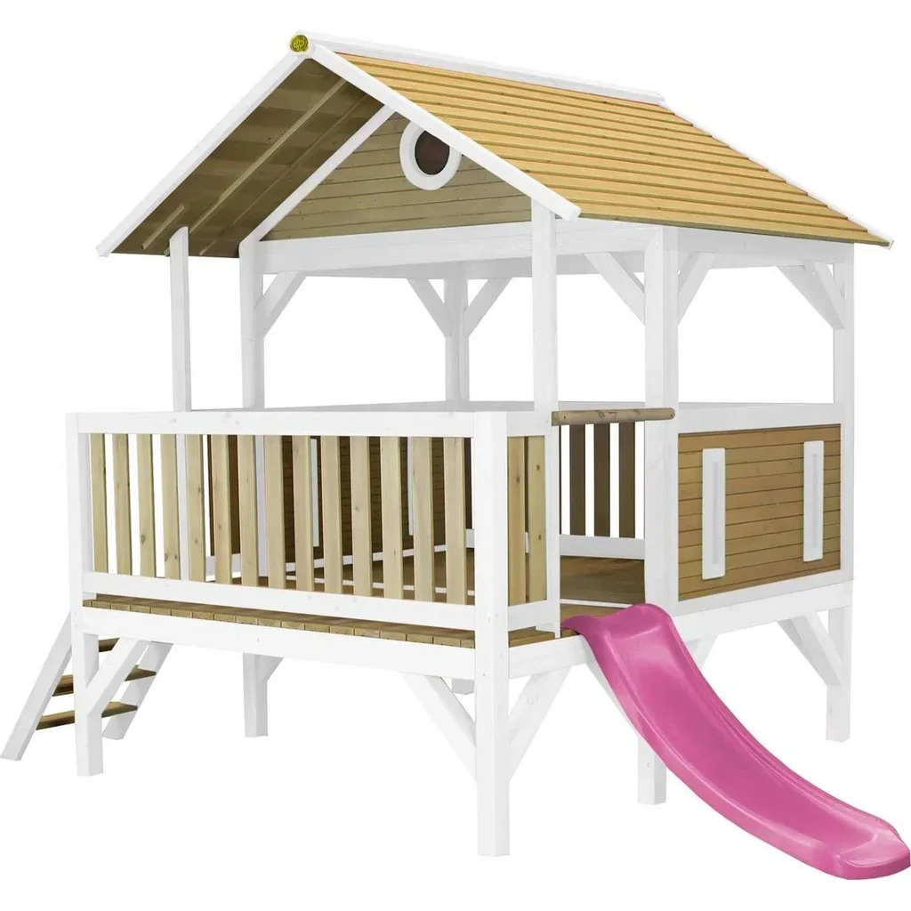Meeko Spielhaus Braun/Weiß - Lila Rutsche