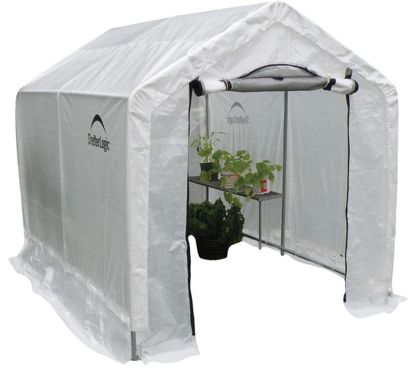 ShelterLogic Gewächshaus 4,32 m² Weiß, 180×240 cm – Foliengewächshaus mit Aufrolltür & Lüftung, wetterfest