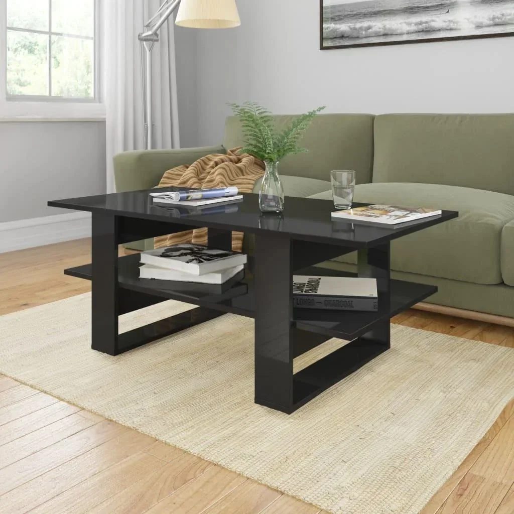 Couchtisch 110x55x42 cm Hochglanz schwarz Spanplatte