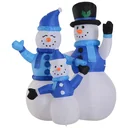 LED Schneemannfamilie aufblasbar weiß/blau