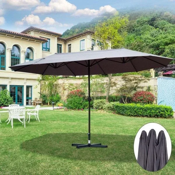 Sonnenschirm Gartenschirm Marktschirm Doppelsonnenschirm Terrassenschirm mit Handkurbel Oval