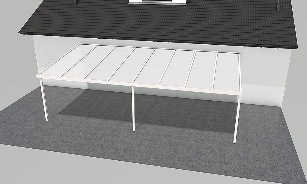 Terrassendach Premium, weiß, 8125 x 4060 mm - Klima blue